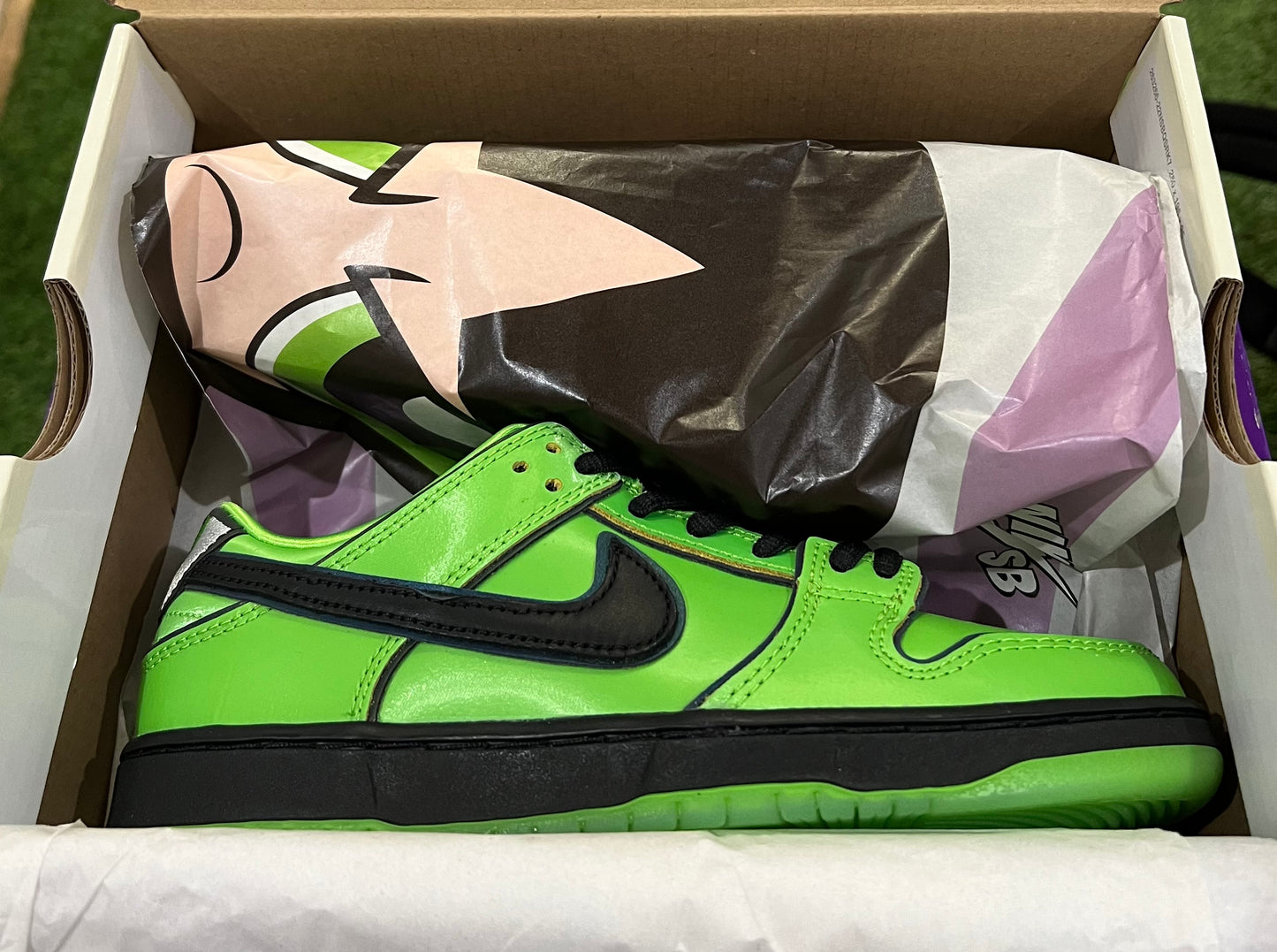 Nike SB Dunk Low The Powerpuff Girls Buttercup (PS) Size 2Y