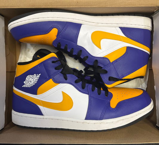 Jordan 1 Mid Lakers (2022) Size 13 Preowned OG ALL